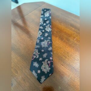 Christian Dior Silk Paisley Tie Black Burgundy Italy Made Vintage